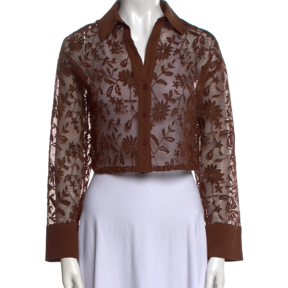 Jason Wu Brown Lace Button Down Shirt